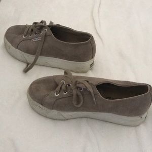 Dark gray suede platform